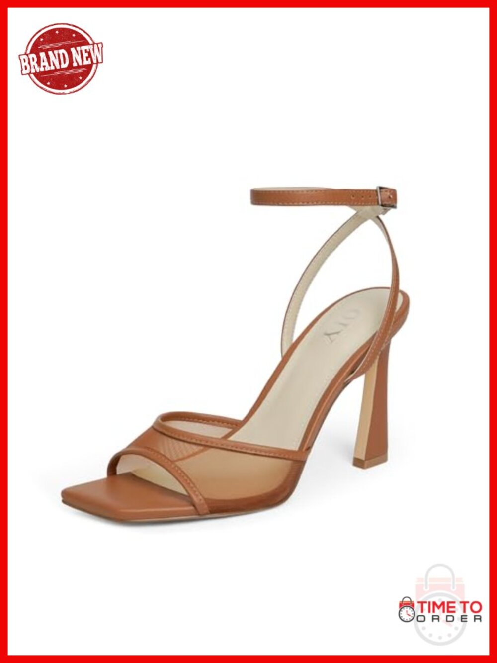 Strappy Heeled Sandals Square Toe Stiletto Mesh Ankle Strap Dress Shoes